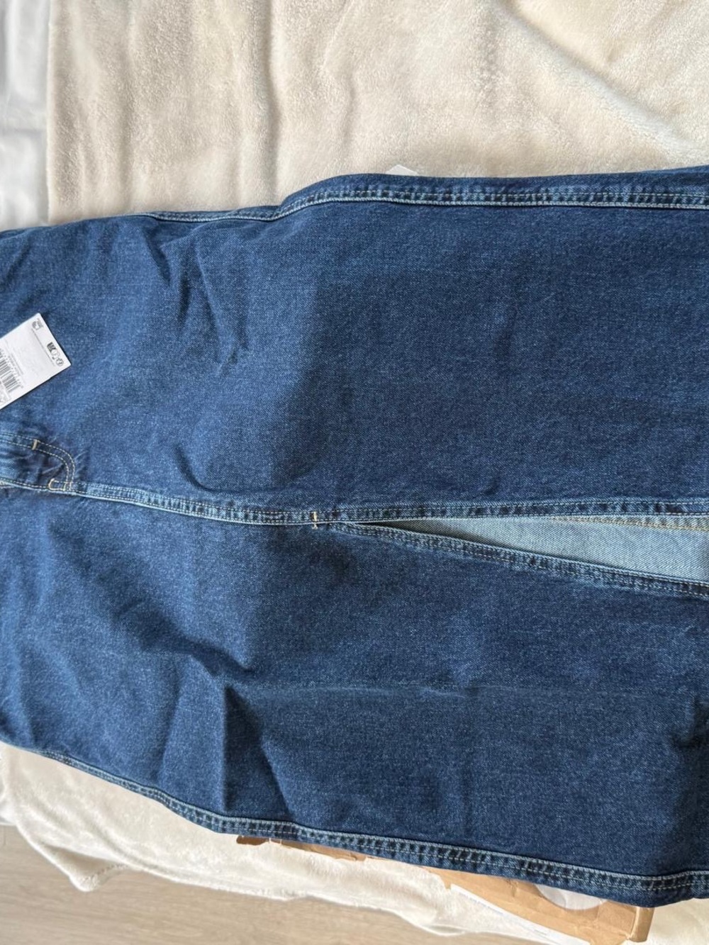 Mango Straight Denim Skirt in Dark Blue